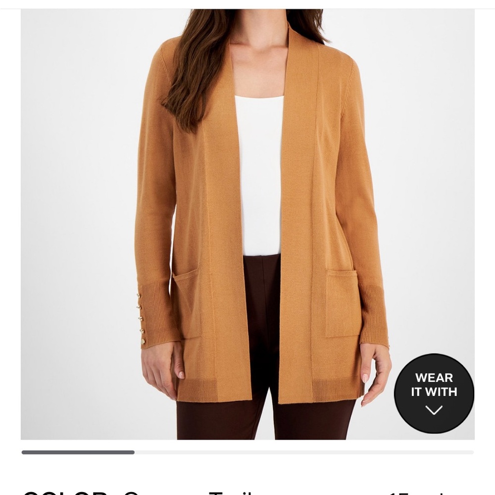 JM Collections Cardigan sweater, mustard color, medium
